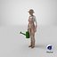 3D Asian Grandma Gardener Style Standing model