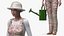 3D Asian Grandma Gardener Style Standing model