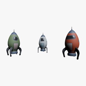 Cartoon Low-Poly Spaceship 3D model