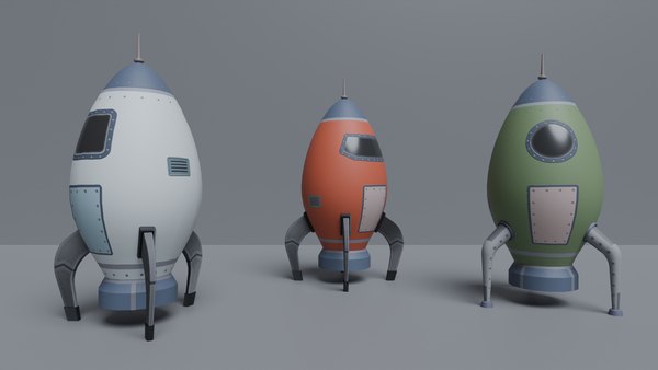 modelo 3d Nave espacial de baja poli de dibujos animados gratis ...