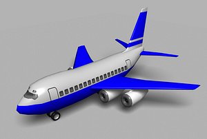 3d cartoon style 747 jet airplane