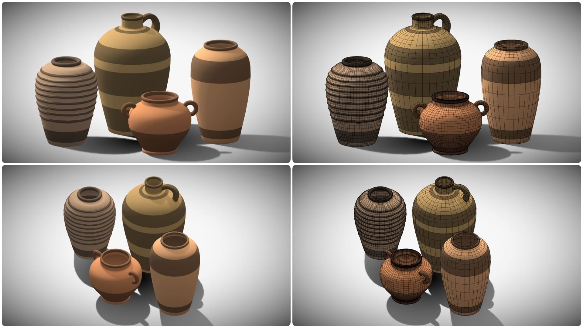 Clay Vases Pack - Clay Color Variety - Low Poly model https://p.turbosquid.com/ts-thumb/GL/TNbEih/jq/collage1/jpg/1760341134/1920x1080/fit_q87/02a39ad6a6bffc4c727c7e4896c2040ff2f2cf84/collage1.jpg