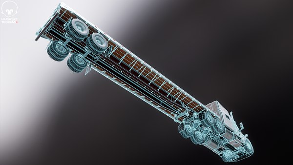 modelo 3d Camión semirremolque genérico con plataforma plana ...