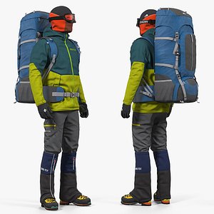 man traveler backpack rigged 3D model