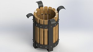 Wooden Trash Bin Designed in SolidWorks
