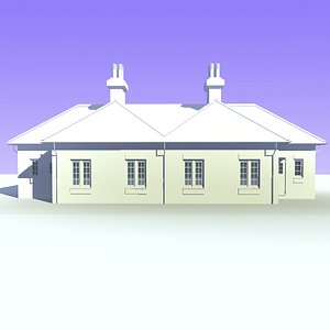 semi detached bungalow houses 3d model