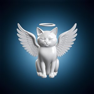 Divine Cat Radiant Winged Feline 3D Print Model