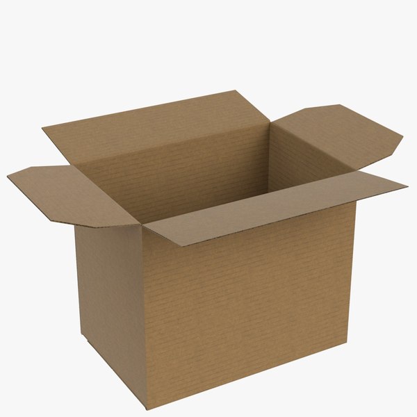 3D open cardboard box model