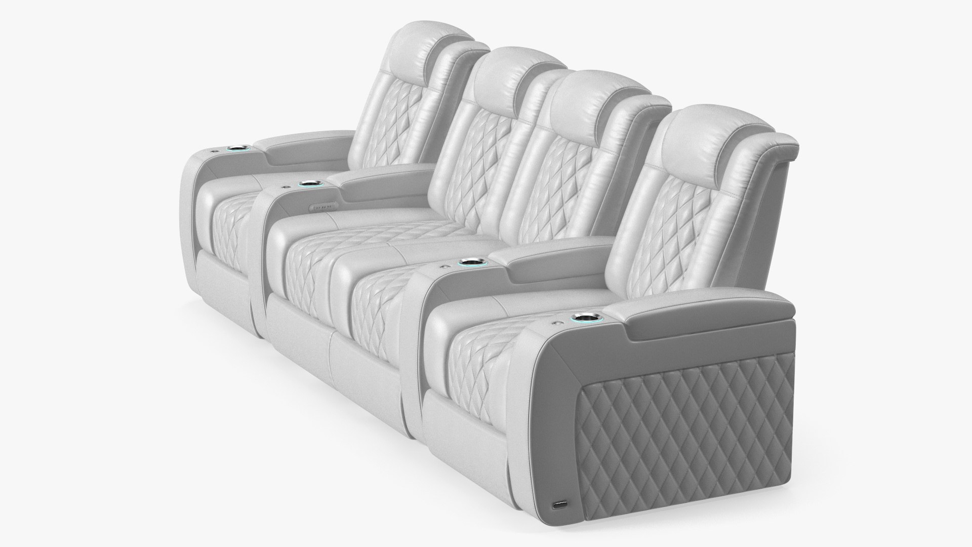 Theater Seating Row 4 Modules White 3D model preview
