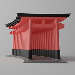 Cartoon Japanese Kyoto Fushimi Inari-Taisha Shrine Torii Gate model