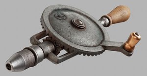 3D Game-ready Old Hand Drill model