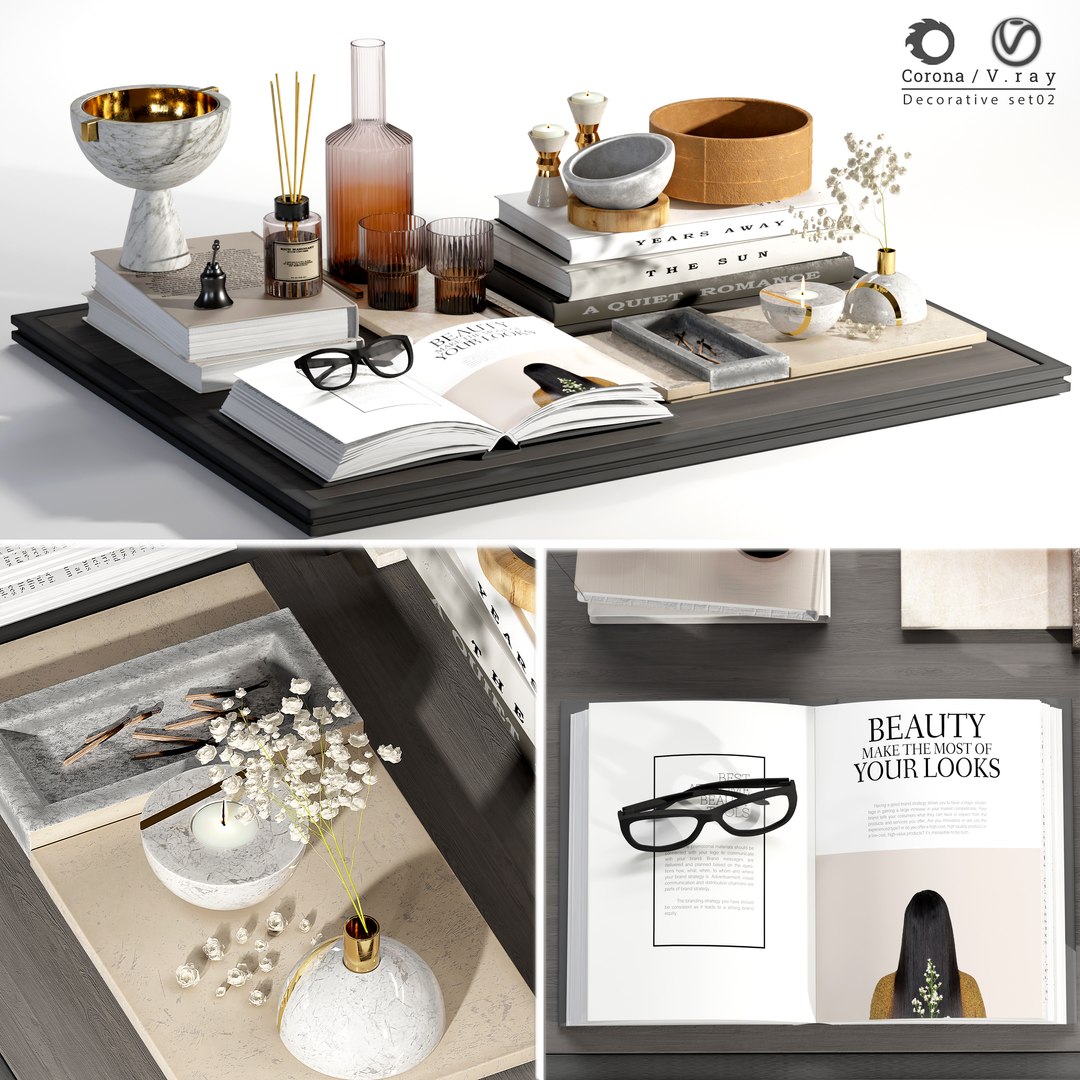 Decorative Set 02 3D Model - TurboSquid 2255534
