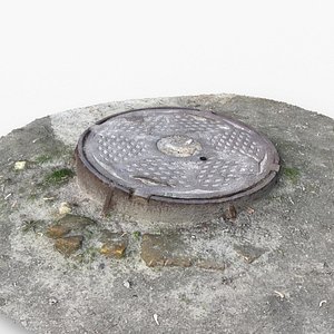 3D Photorealistic 3D scan of manhole Hatch cover Sewer Manhole