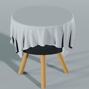 3D Stylized Round Side Table with Tablecloth
