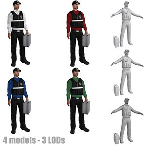 CSI Agent LOD's Pack Rigged