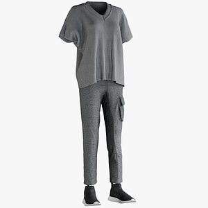 Women's Sport Pants with TShirt and Sneakers