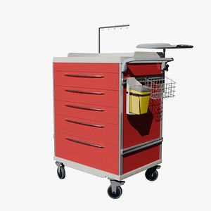 Emergency Medicine Crash Cart Trolleys 3D