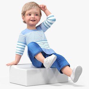Baby in Summer Strolling Clothes Sitting Pose