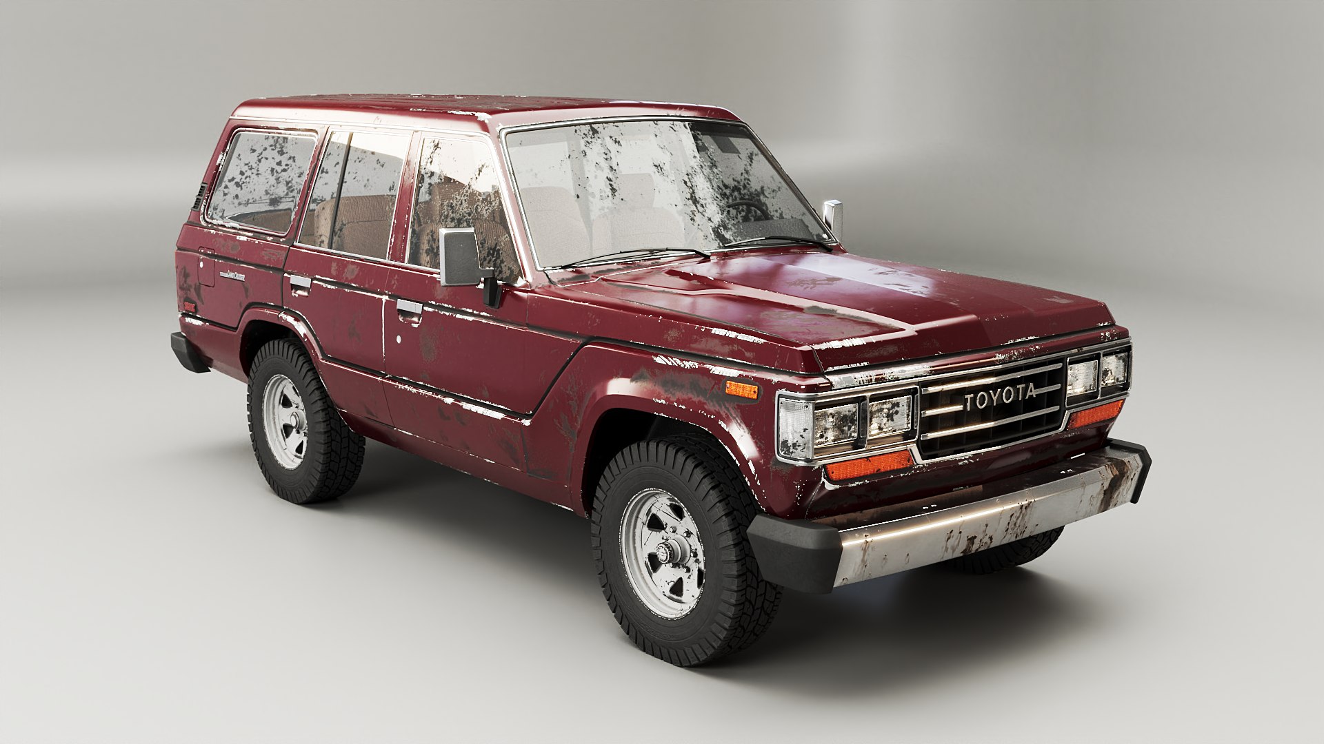 Aged Toyota Land Cruiser J60 And Classic Camping Caravan 3D Model ...