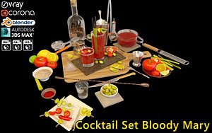 3D cocktail set bloody mary model