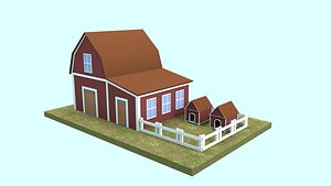 3D farm barn industrial model