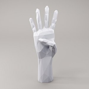3D Hand Finger Counting 4 Low poly