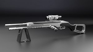 3D Scifi Gun Game Asset 3D Model Concept with PBR Texture model