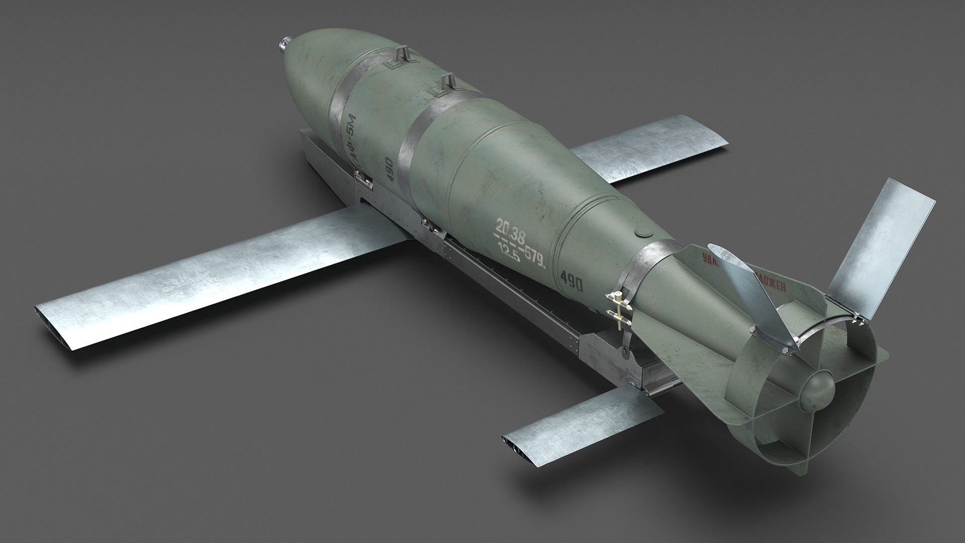 3D model Russian FAB 500 M62 Air Bomb with UMPK https://p.turbosquid.com/ts-thumb/GN/Hjzg3V/17/russianfab500m62airbombwithumpkvray3dmodel008/jpg/1715733706/1920x1080/fit_q87/e76b8751e3bf011cd679c1b6958bcc7808a24549/russianfab500m62airbombwithumpkvray3dmodel008.jpg