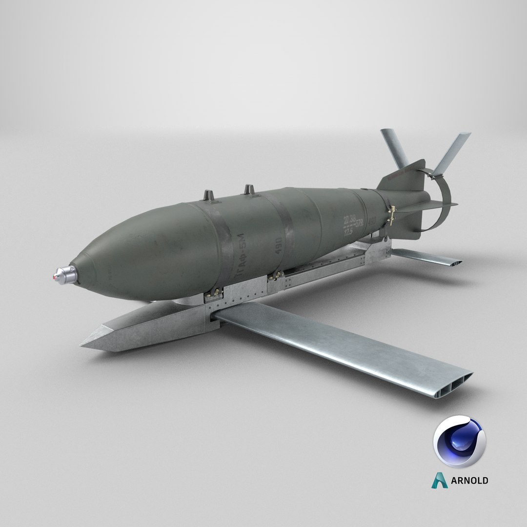 3D model Russian FAB 500 M62 Air Bomb with UMPK https://p.turbosquid.com/ts-thumb/GN/Hjzg3V/La/stemcell_cinema_4d_arnold_render/png/1718096693/1920x1080/fit_q87/1dc6a3f561fc93385fb7aee3e6cc4d0810c9a353/stemcell_cinema_4d_arnold_render.jpg