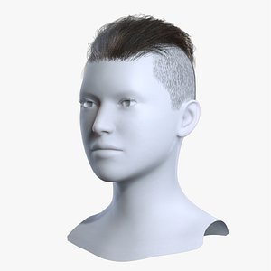 Men Slicked Back Cyberpunk Undercut Brown Hair 3D Asset