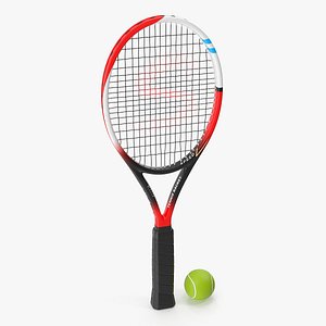 3d model tennis racket ball