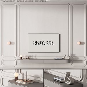 3D 227 tv wall kit 09 modern classic molding 01