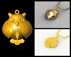 owl pendant stl prototyping 3dm