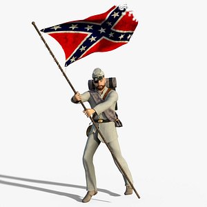 American Civil War Confederate soldier - Johnny Reb Rigged Low-poly 3D model