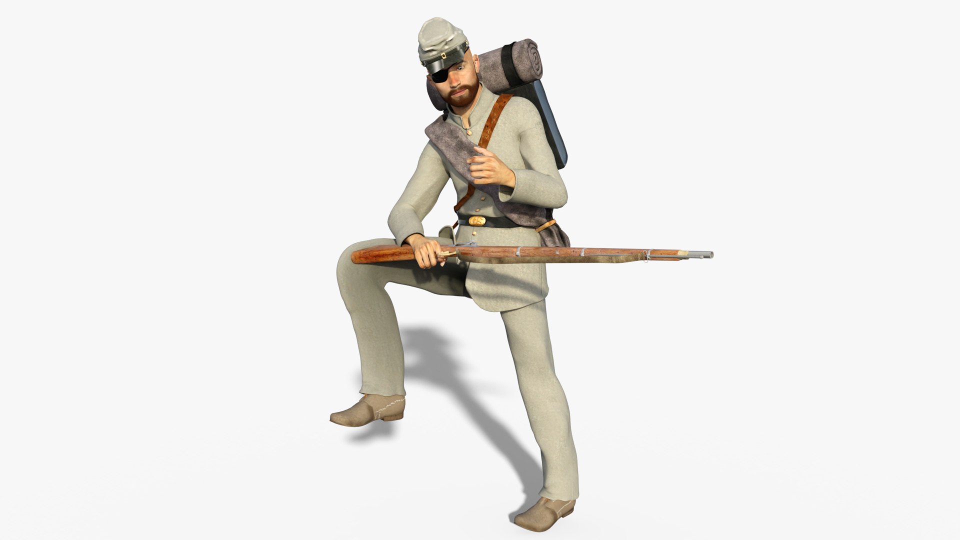 3D American Civil War Confederate Soldier - Johnny Reb Rigged Low-poly ...