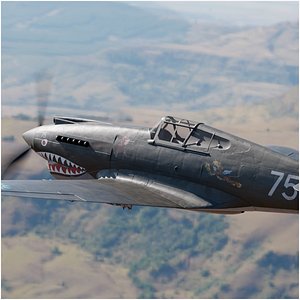 P-40 USA fighter WW2 V-RAY