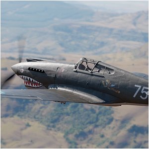 P-40 USA fighter WW2 V-RAY