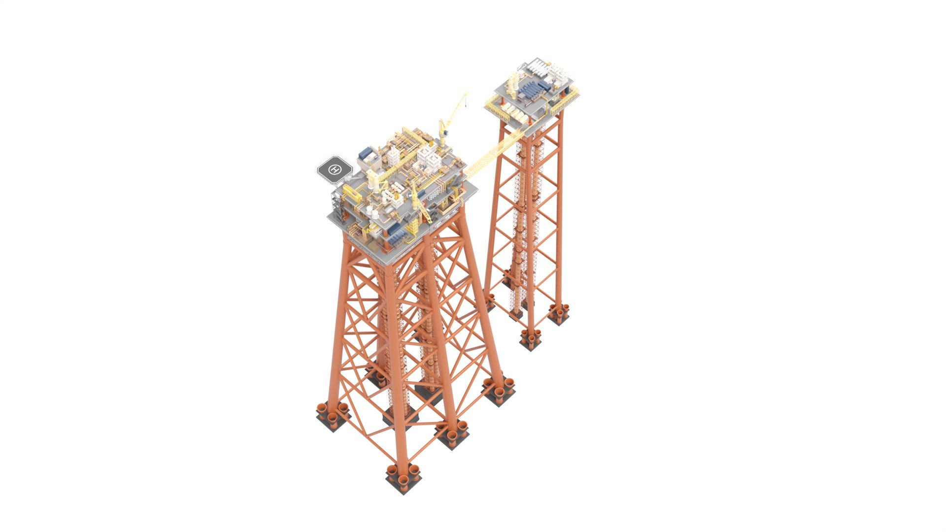 Detailed Twin Oil Rig 3D Model Model - TurboSquid 2218152