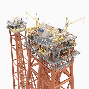 Detailed Twin Oil Rig 3D model model