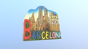 barcelona spain magnet souvenir 3D