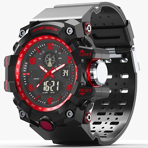 Detailed Sport Watch Red Black