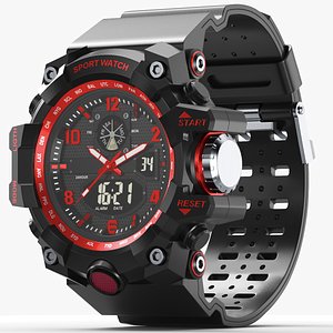 Detailed Sport Watch Red Black