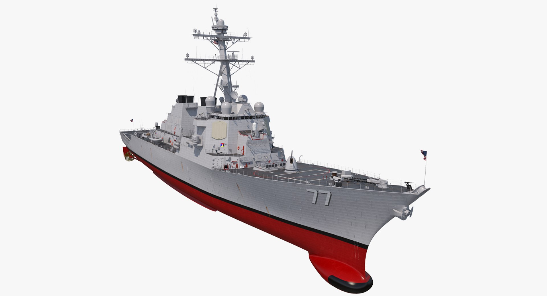 Arleigh Burke Destroyer OKane DDG-77 Rigged 3D Model 3D model preview
