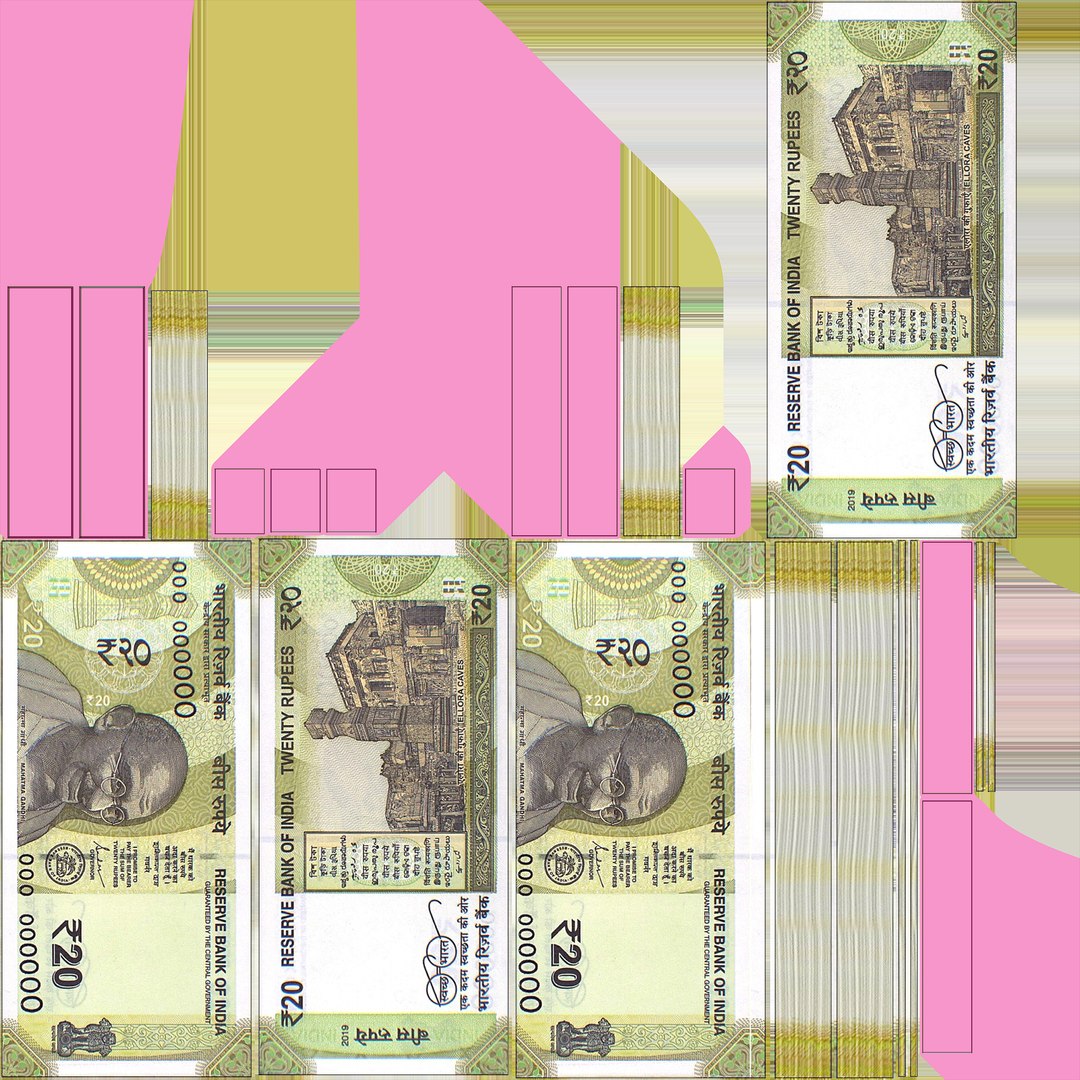 3D Model Indian 20 Note Currency Bundle AR VR PBR - TurboSquid 2007246