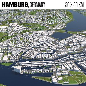 Hamburg Germany 50x50km Map