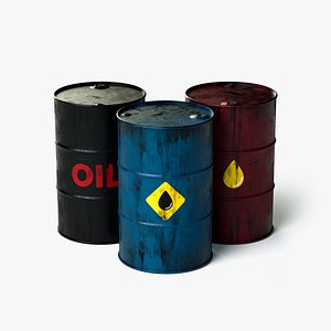 Oil Barrel Clean and Dirty PBR 3D