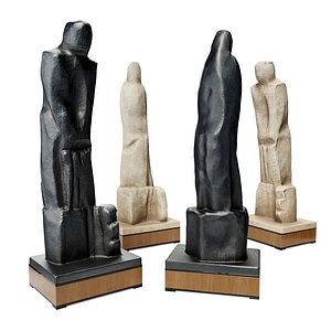 Man Woman absctract tall figures 3D model