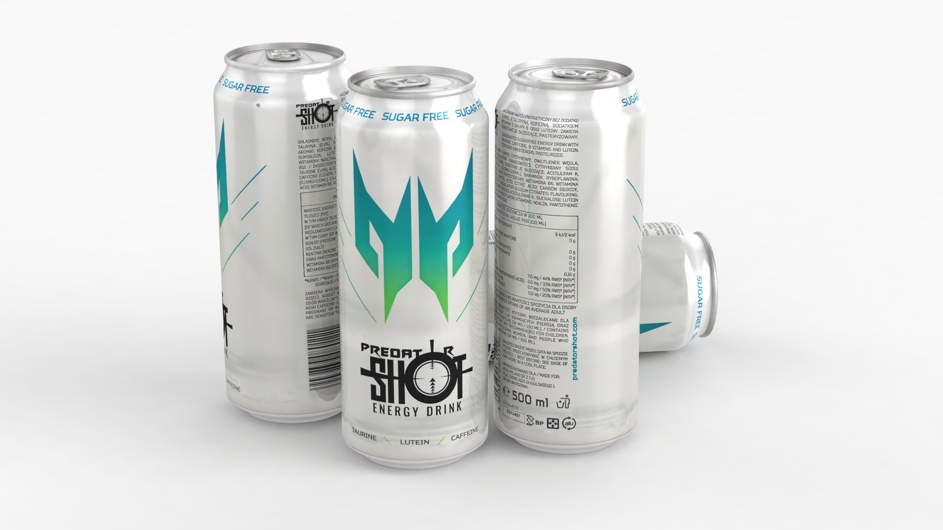 Modelo 3d Bebida Lata Predator Shot Bebida Energ tica Sin Az car 500ml