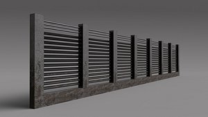 3D Low Poly Fence with 7 Texture Variations in used Stone and Iron model