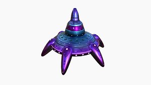 Alien Spaceship UFO G04 Purple Blue - Sci Fi Spacecraft Design 3D